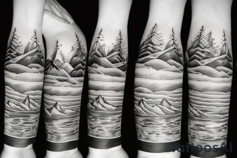mountains and river tattoo idea