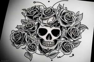 skull 
bat
roses
bones tattoo idea