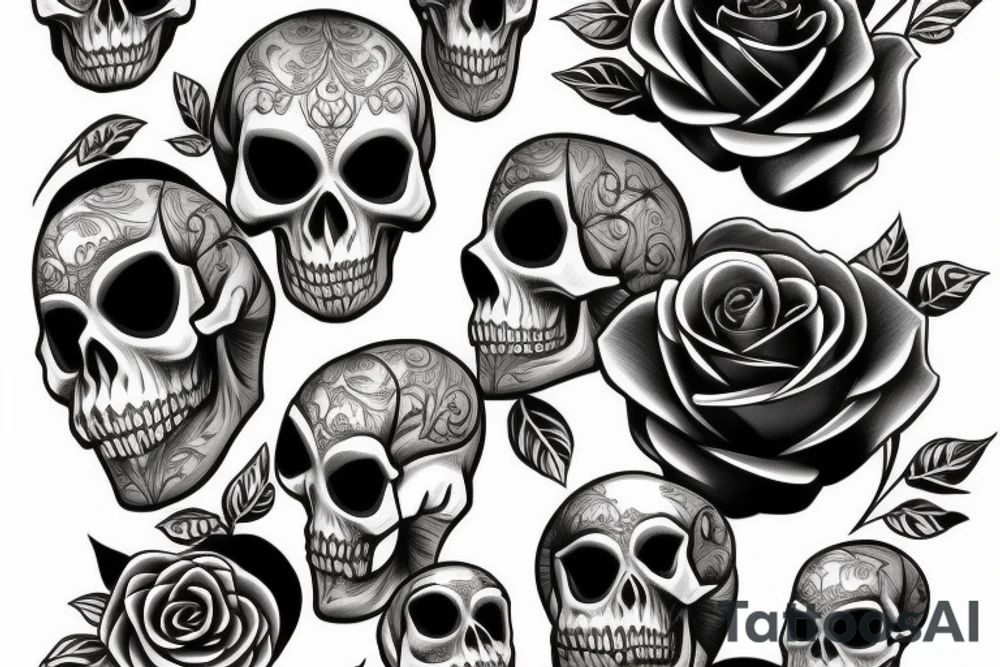 skull
bat
roses
bones tattoo idea