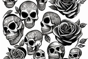 skull 
bat
roses
bones tattoo idea