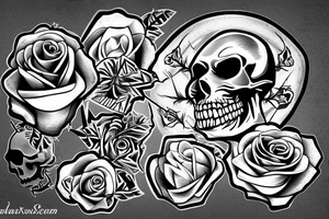skull 
bat
roses
bones
hand
thorns tattoo idea