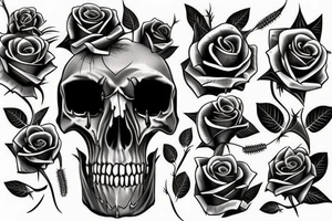 skull 
bat
roses
bones
hand
thorns tattoo idea