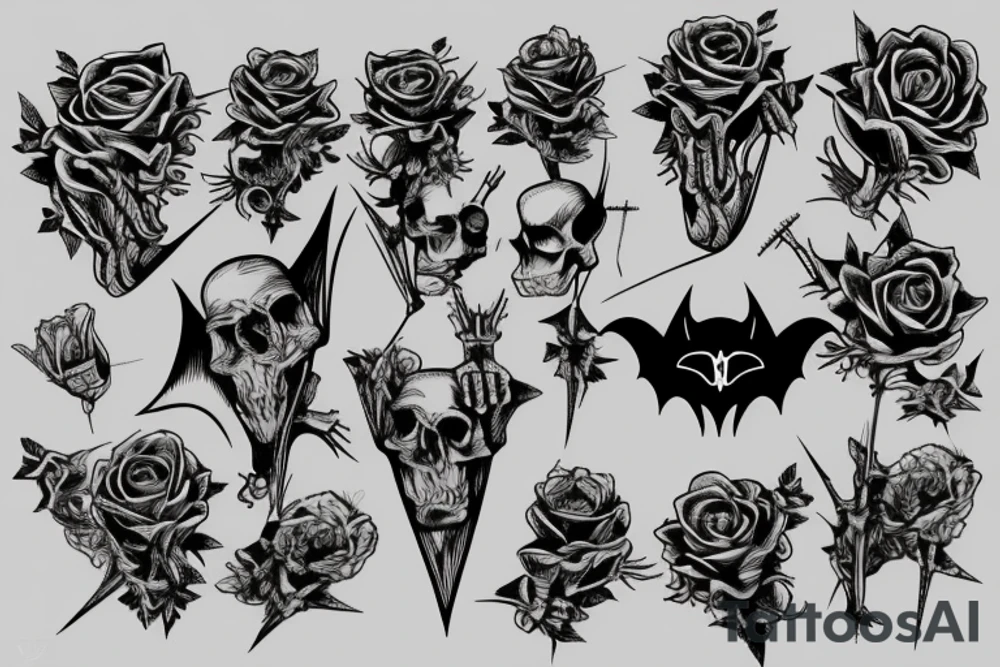 bat
roses
bones
hand
thorns tattoo idea