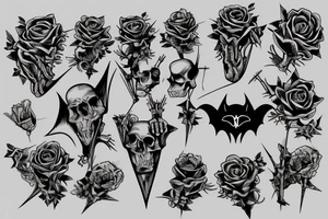 bat
roses
bones
hand
thorns tattoo idea