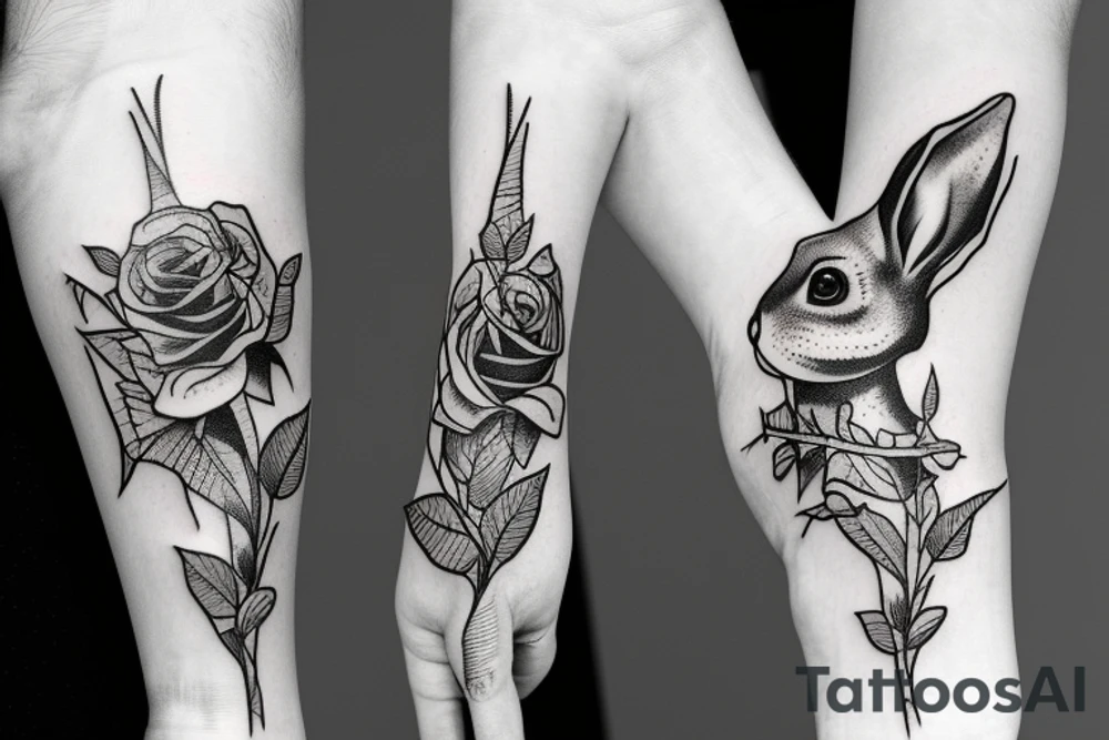 rabbit
roses
bones
hand
thorns tattoo idea