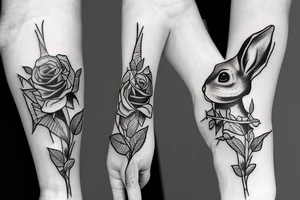 rabbit
roses
bones
hand
thorns tattoo idea
