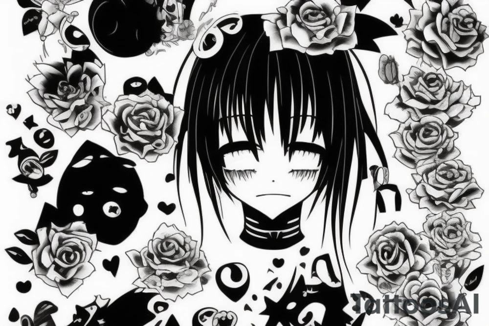 anime girl crying tattoo idea