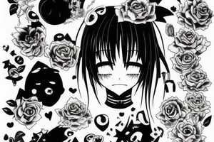 anime girl crying tattoo idea