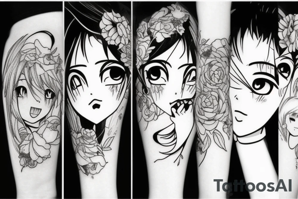 anime girl crying tattoo idea