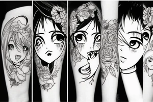 anime girl crying tattoo idea