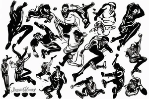 man jumping out of a window tattoo idea