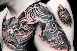 man jumping out of a window tattoo idea