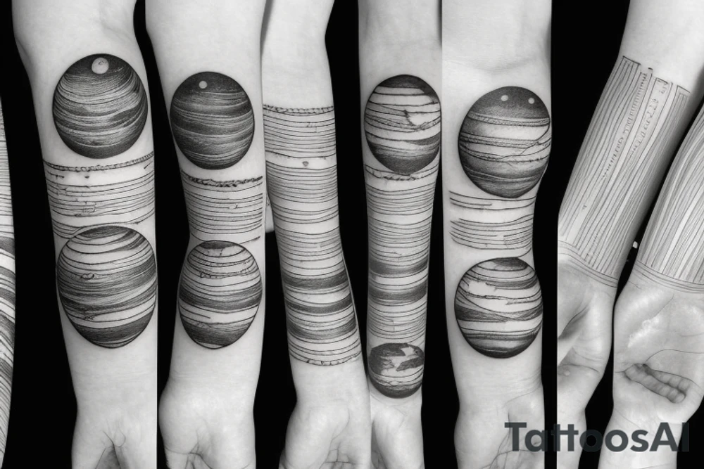 A solar system with orbital lines on my forearm tattoo idea