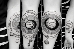 A solar system with orbital lines on my forearm tattoo idea