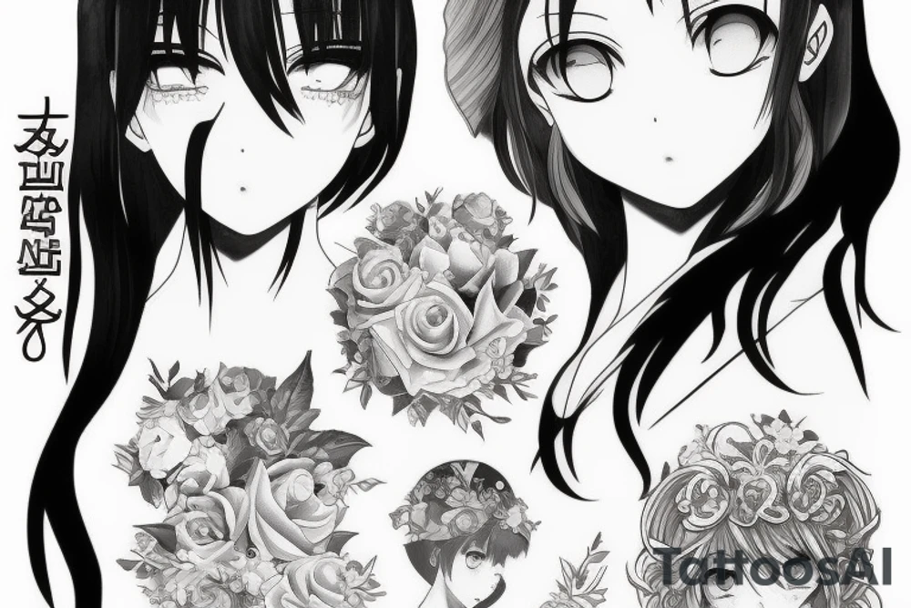 anime girl tattoo idea