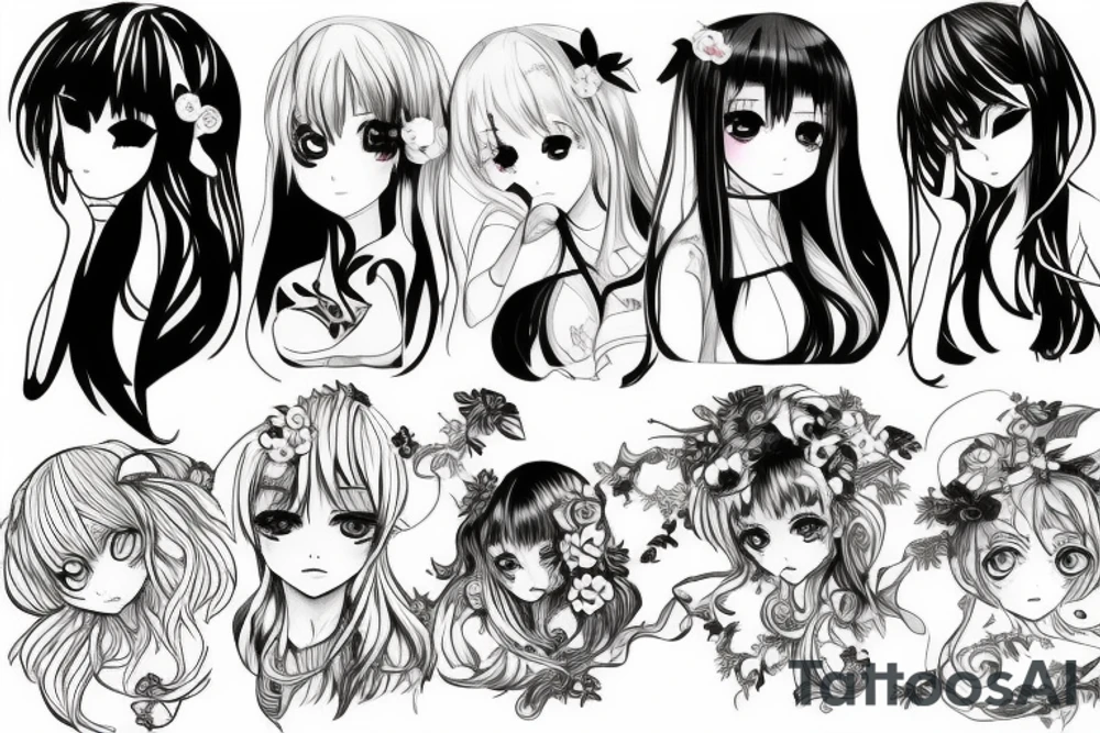 anime girl tattoo idea