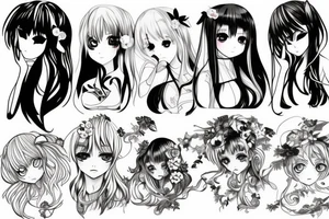 anime girl tattoo idea