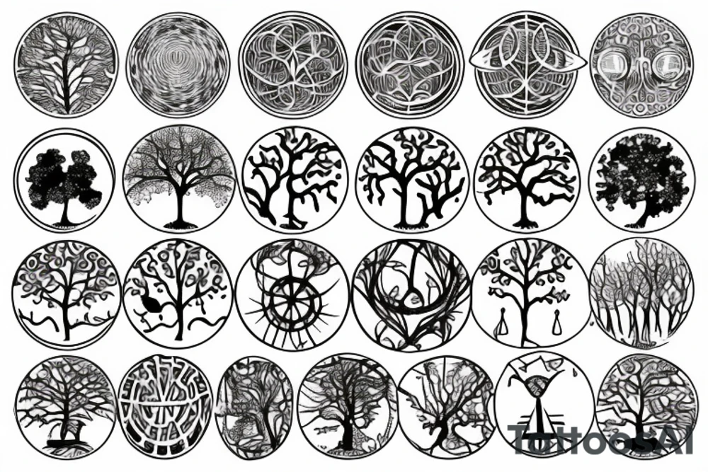 tree of life that also includes stars and planets for my forearm tattoo idea