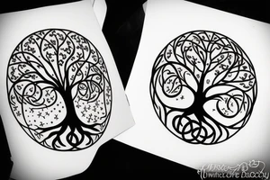 tree of life that also includes stars and planets for my forearm tattoo idea