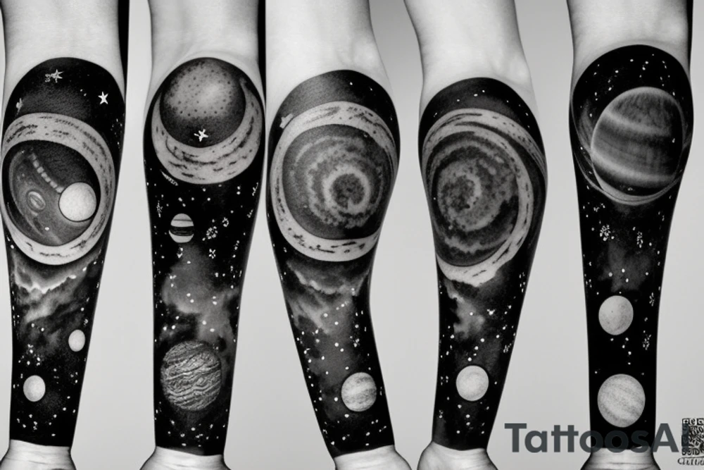 a solar system with stars that would cover my forearm tattoo idea