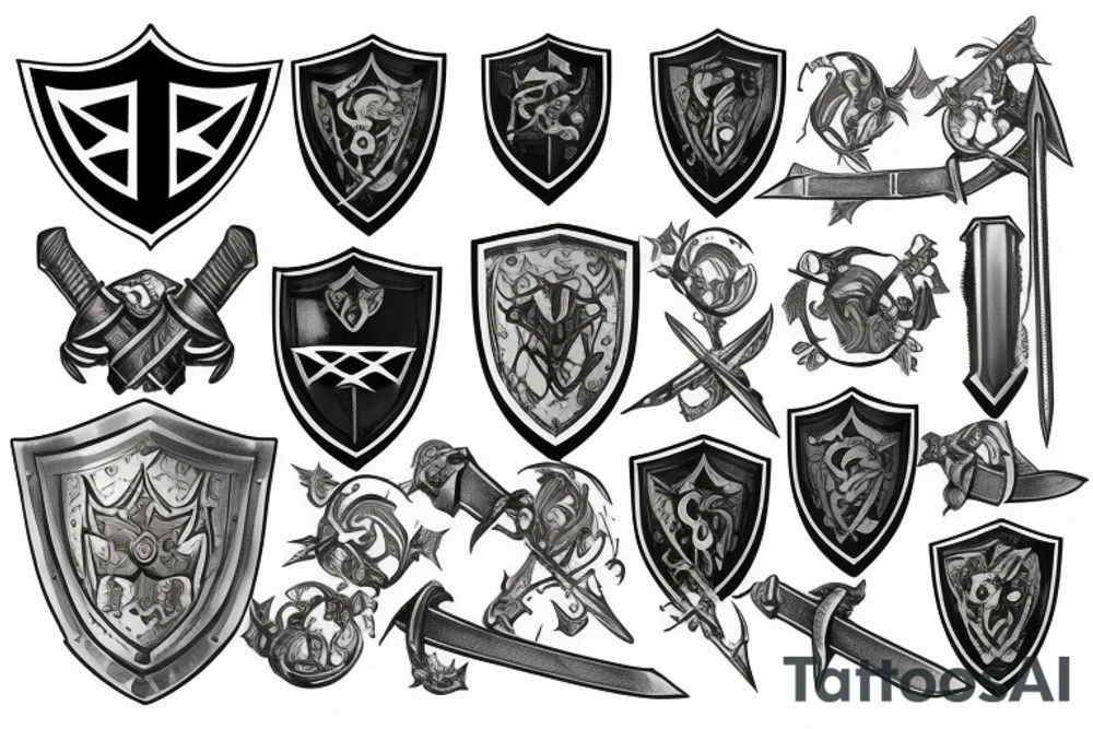 Knight with shield and sword tattoo idea
