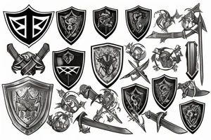 Knight with shield and sword tattoo idea