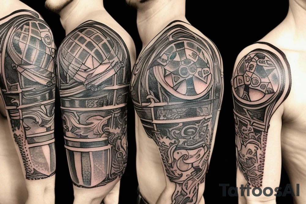 Knight with shield and sword tattoo idea