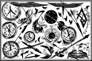 flying arrow with time of birth above the arrow tattoo idea