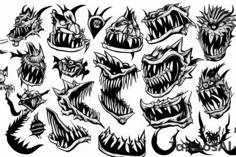Monster with spikes, Servant Of Gluttony tattoo idea