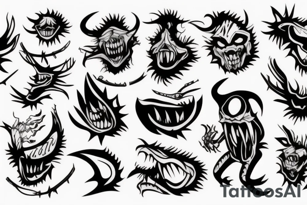 Monster with spikes, Servant Of Gluttony tattoo idea
