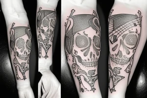 Skelton playing the guitar tattoo idea