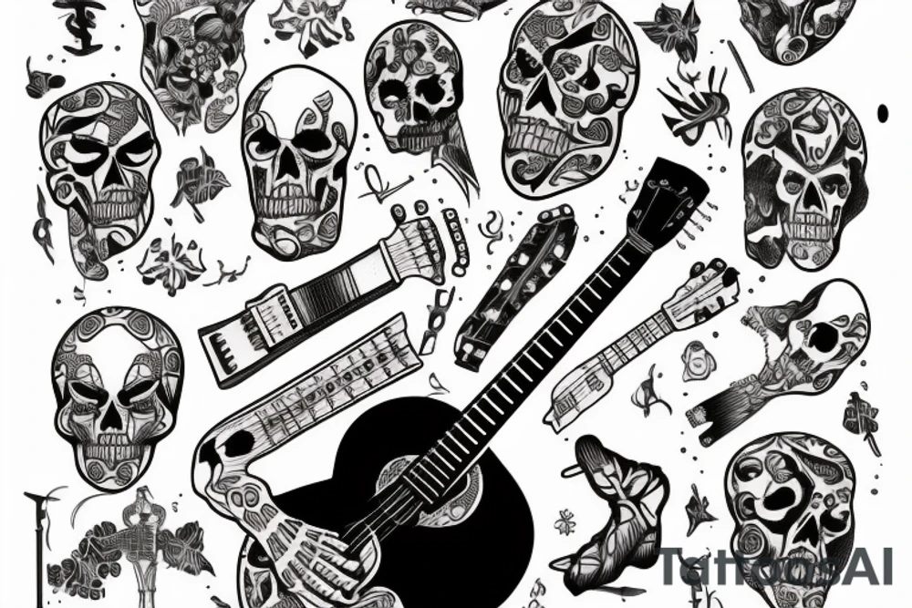Skelton playing the guitar tattoo idea
