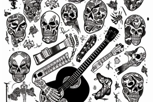 Skelton playing the guitar tattoo idea