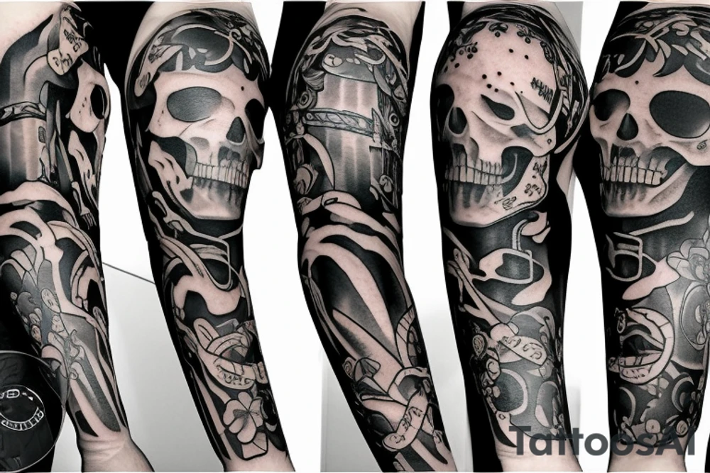 Skelton playing the guitar tattoo idea