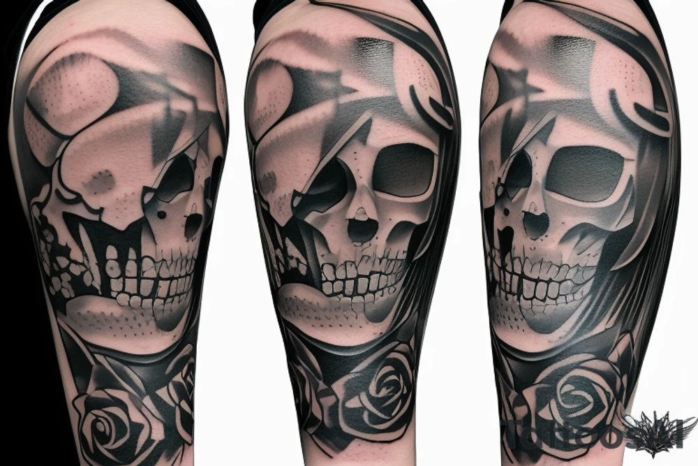 Skelton playing the guitar tattoo idea