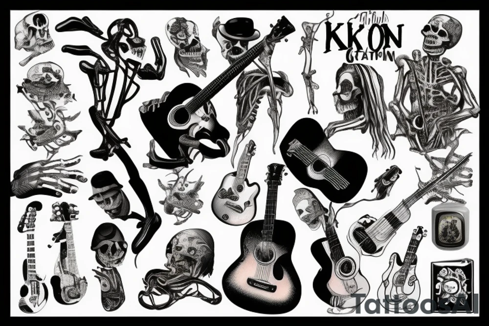 Skelton playing the guitar tattoo idea