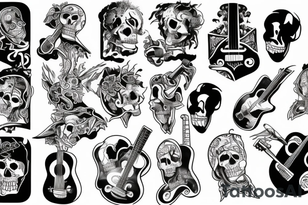Skelton playing the guitar tattoo idea