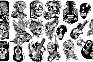 Skelton playing the guitar tattoo idea