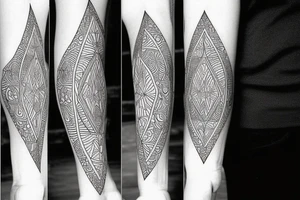 geometric shapes with psychedelic patterns tattoo idea