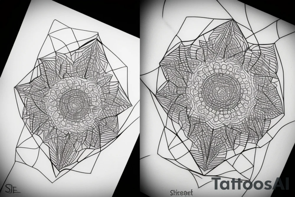geometric shapes lichtenberg figure tattoo idea