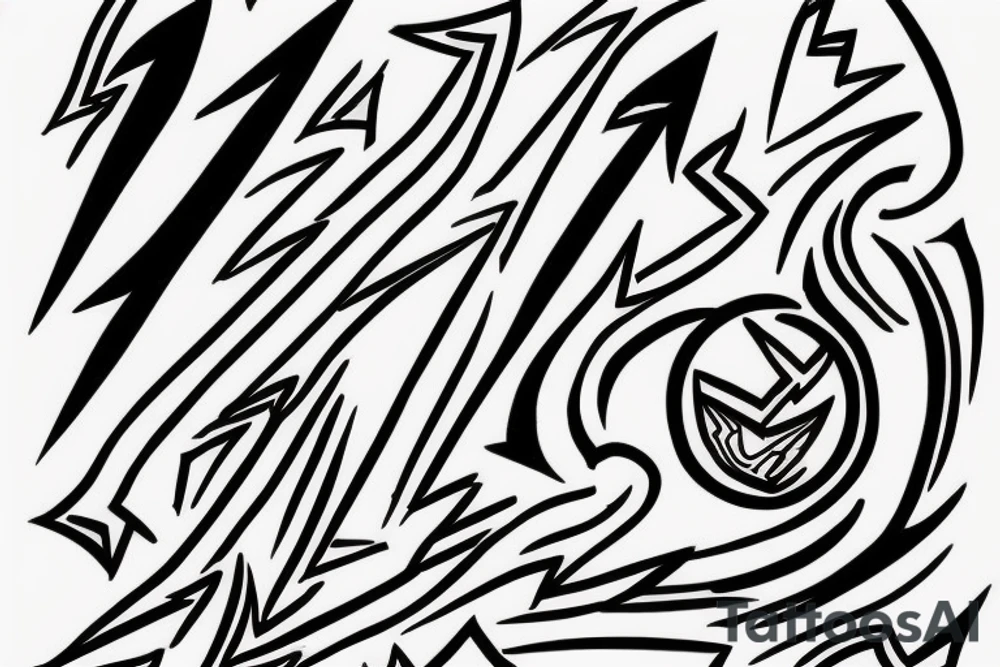 Lightning bolt hits rock with sword tattoo idea