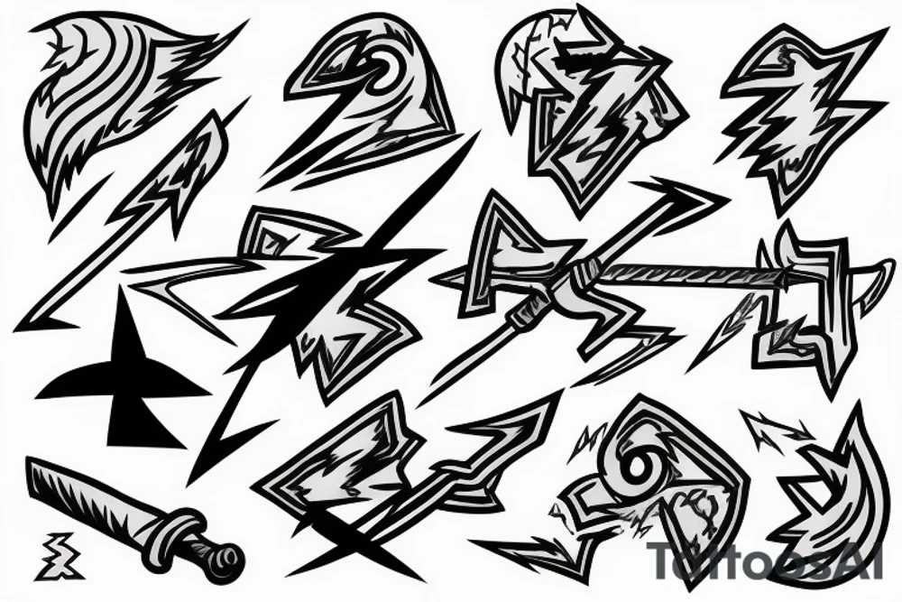 Lightning bolt hits rock with sword tattoo idea
