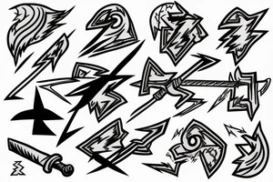 Lightning bolt hits rock with sword tattoo idea