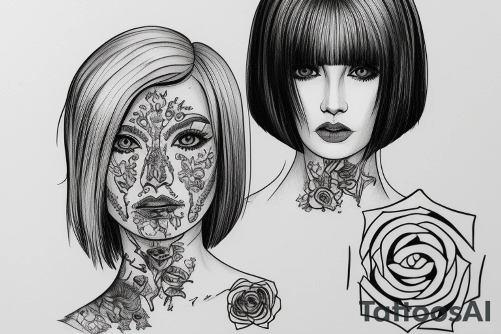 Girl with bob haircut 
“Property of Vlad” tattoo idea