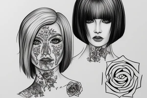 Girl with bob haircut 
“Property of Vlad” tattoo idea