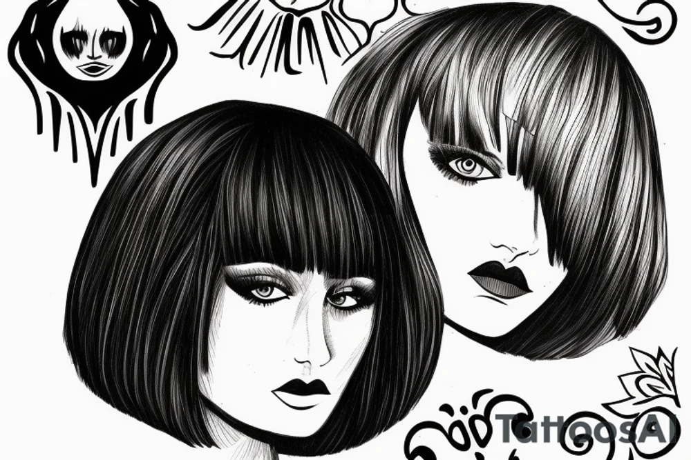Girl with bob haircut 
“Property of Vlad” tattoo idea