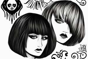 Girl with bob haircut 
“Property of Vlad” tattoo idea
