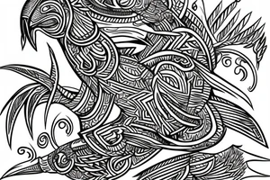 Tribal bird with ukraine trident and borislav incorporated in bird design tattoo idea
