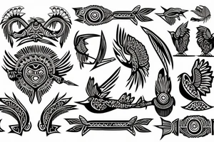 Tribal bird with ukraine trident and borislav incorporated in bird design tattoo idea