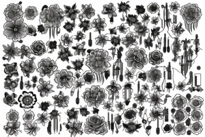 Circuitry and wires that transform into roots and flowers tattoo idea